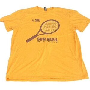 Sun Devil Tennis Graphic T-Shirt Yellow XL No Pity For The Kitty ASU